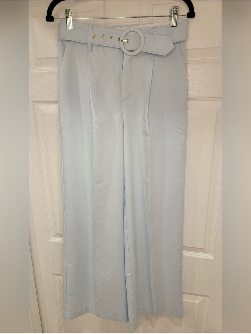 The House of Harlow 1960 Delicate Blue Wide Leg Belted Pants in size 8 are styli